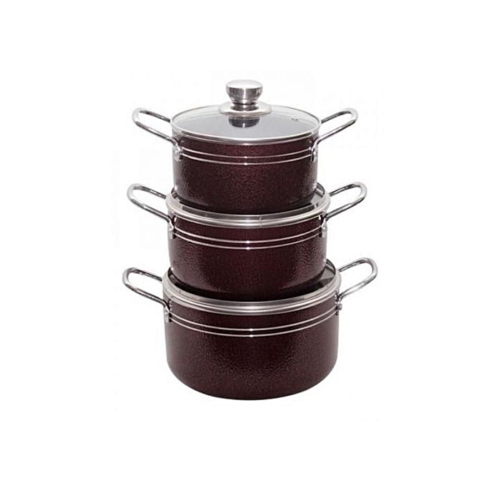 masterchef 3pcs non stick cooking pot - col may varies