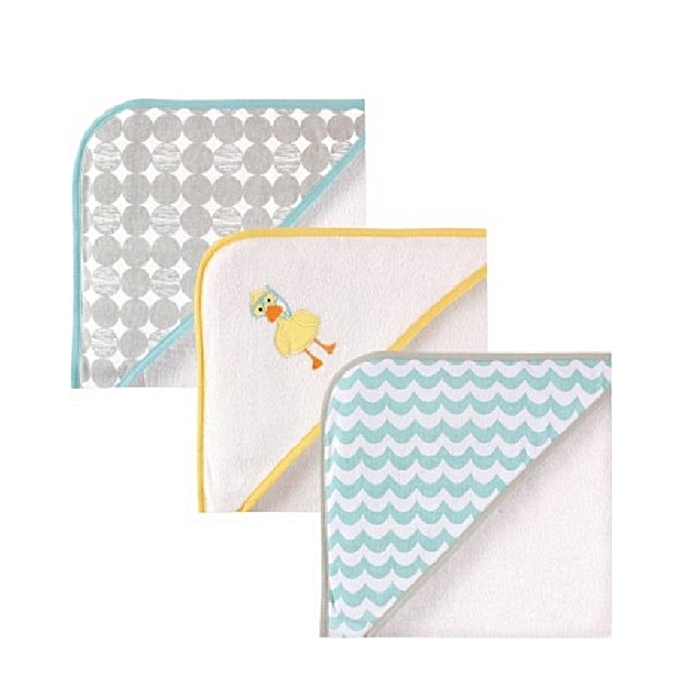luvable friends 3 sets of soft baby towel wrap - multicolour