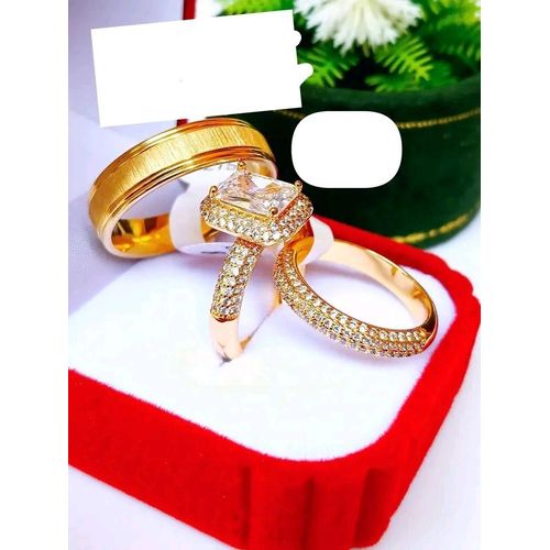 Elite Circle Gold Wedding Ring Set (Non Fading)