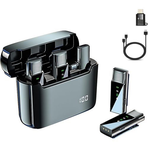 5 in 1 Wireless Lavalier Noise Cancellations Microphone (4 lavaliers Microphones for, Type C and iPhone