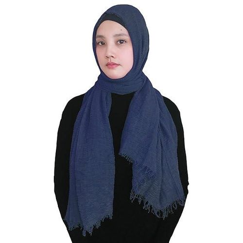 Navy Blue Soft Crimp Crinkle Hijab Scarf for Muslim Women Abaya Head Scarf Neck Scarf Turban Head Wrap Hijab Headscarf Headwrap