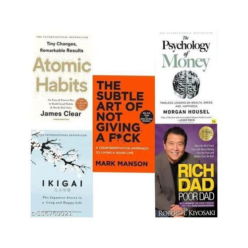 5 Books Set Combo Set Atomic + Psychology + Rich dad + Ikigai + Subtal art