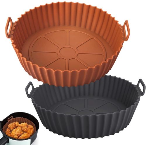 2pcs Air Fryer Silicone Pot, Reusable Silicone Air Fryer Liners, Air Fryer Accessories, Kitchen Accessories Replacement For Disposable Parchment Paper Liner, For Ninja, For Tower, For 6L-6.5L