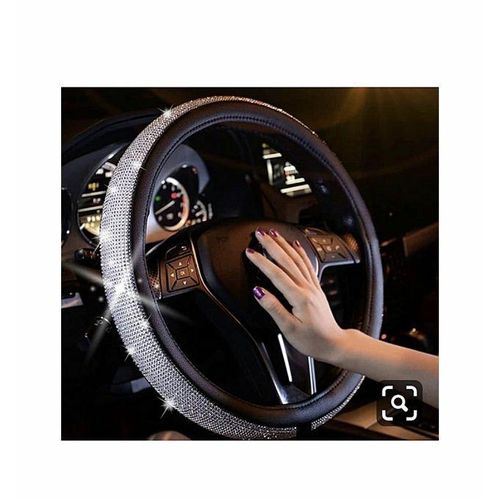 Diamond Encrusted Steering Wheel Cover For Cars, SUVs Black