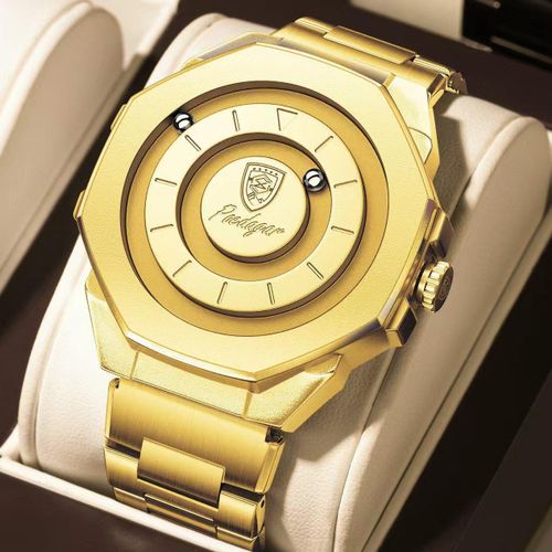 Original Quality & Extremely Rugged Men's Magnetic Movement Gold Wristwatch For Money Makers (U.S.A)