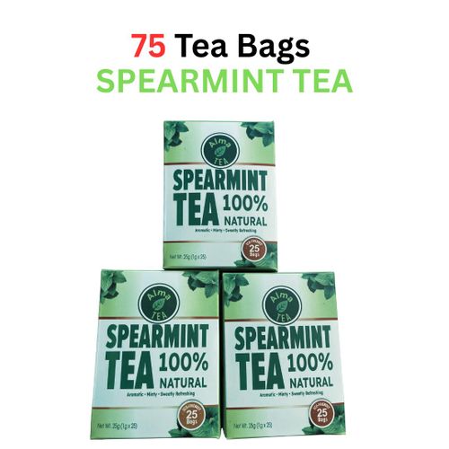100% Natural Spearmint Tea Bags – Herbal Tea for PCOS Management, Facial Hair Reduction, Hormonal Health & Stress Relief 40 Tea Bags