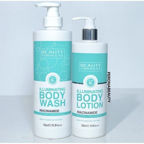 Beauty Formulas Niacinamide Illuminating Body Care Pair (750ml Wash + 500ml Lotion)