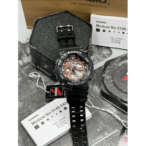GA-110 Series Metallic Rose Gold Dial Gloss Black Resin Authentic Luxury Watch (GA-110BR-5A)
