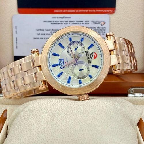 Super Rugged Multi-Timer Classical Rosegold Chain Wristwatch