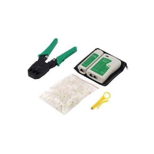 Cable Tester + Crimp Crimper +RJ-45 Connectors for Cat6 Solid Cable, 50 Pack Connector Plug Network Tool