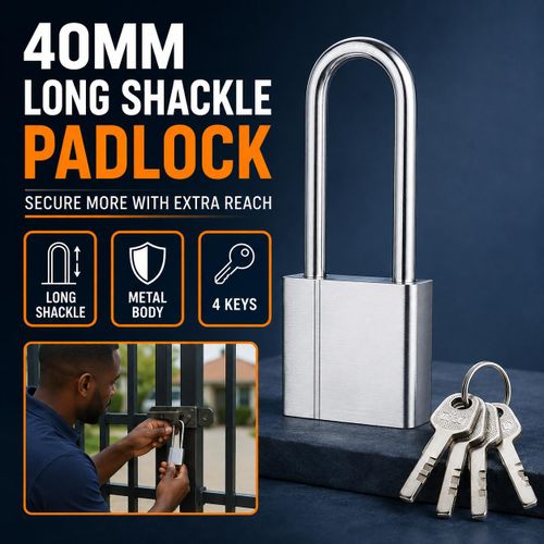 40mm Metal Padlock with 4 Keys for Lockers and Storage