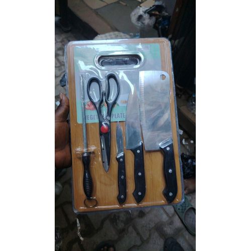 Kitchen Knives, Sharpener+Chopping Board (Set Of Knives) Xl