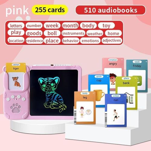 2IN1 WRITING BOARD AND EARLY LEARNING EDUCATIONAL CARD READER DEVICE WITH 225 CARDS 510 AUDIOBOOKS