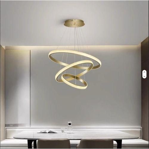 Modern LED Pendant Light 3 Ring Chandelier Ceiling Light Adjustable Hanging Lamp for Living Room Dining Room Bedroom Decorative Lighting Fixture Energy Efficient LED Light with Elegant Circular Design Contemporary Home Lighting Solution