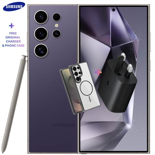 Galaxy S24 Ultra 5G, 512GB/256GB - 12GB AI Smartphone, 200MP, 100x Zoom Cameras, Fast Processor, Long Battery Life, Edge-to-Edge Display, S Pen - With Protective case & Charger Adapter