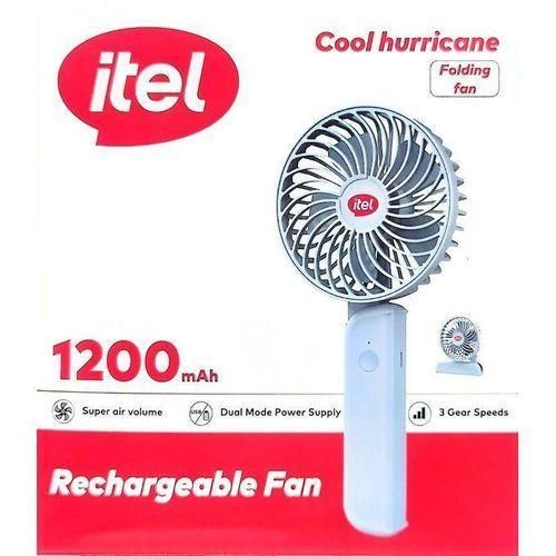Itel Rechargeable Fan 1200mah with 5blade Hand fan
