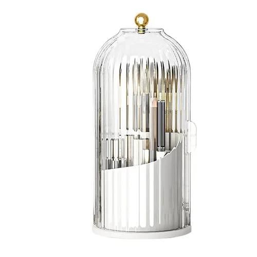 Toothbrush Holders with Sliding Lid, Rotating 3 Slots Bathroom Organizer Countertop, Tooth Brush Toothpaste Holder Bathroom Counter Stand Sink Organizer Caddy for Vanity Makeup Brushes Organizer