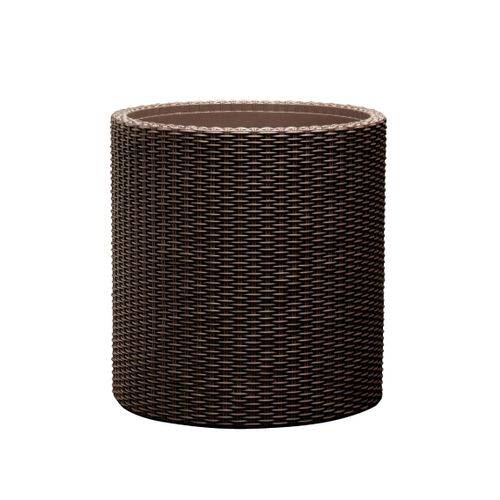 Round Planter Rattan Style - M - Anthracite / Brown