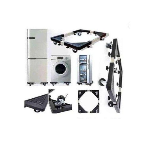 Adjustable Refrigerator Washing Machine Base Stand With Wheels Heavy Duty Movable Appliance Stand-Black