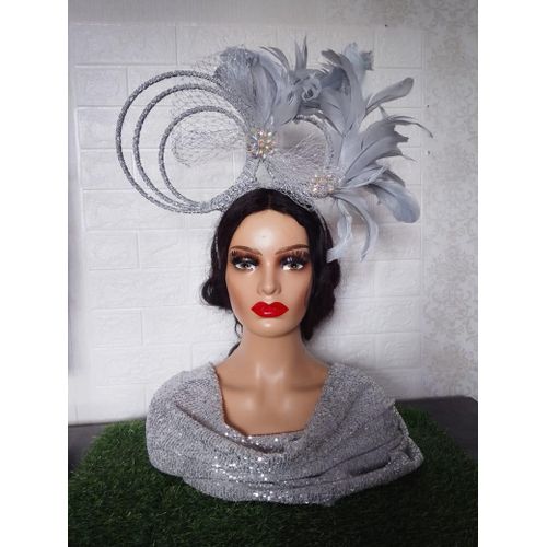 Silver fascinator headband
