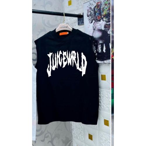 Juice Wrld Black Armless Tshirt With White Design