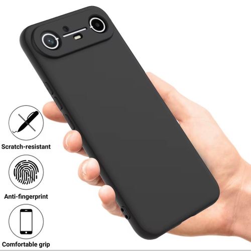 Tecno Spark Slim Silicone Phone Case & Pouch With Camera Protection - Scratch Resistance, Shockproof Protective Case - ( Black )