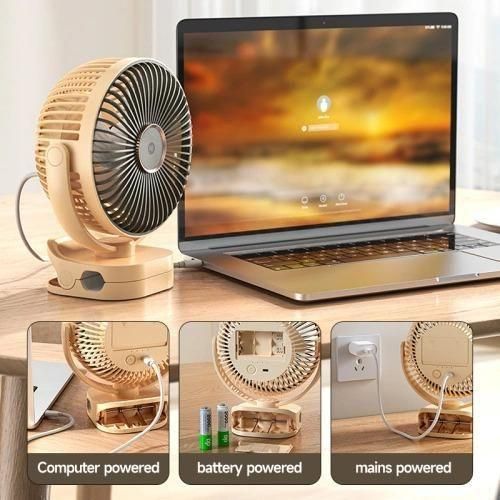 Outdoor Camping Fan Portable Fan Clip USB Rechargeable 18650 Lithium Table Desk Fan