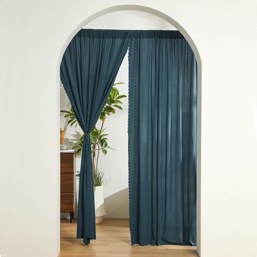 Dark Blue Thick Sheer Curtain Rod Pocket Voile Curtain 1 Panel
