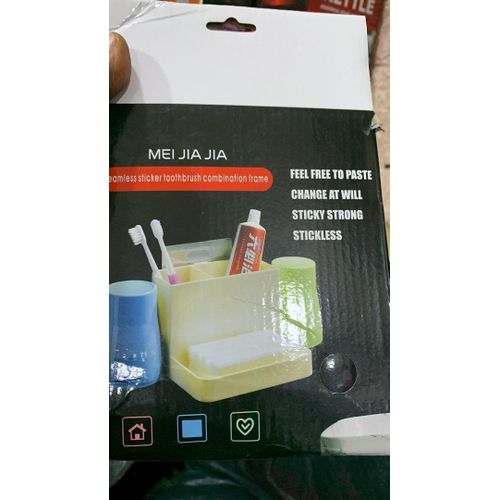 Seamless sticker tooth brush and tooth paste combination frame