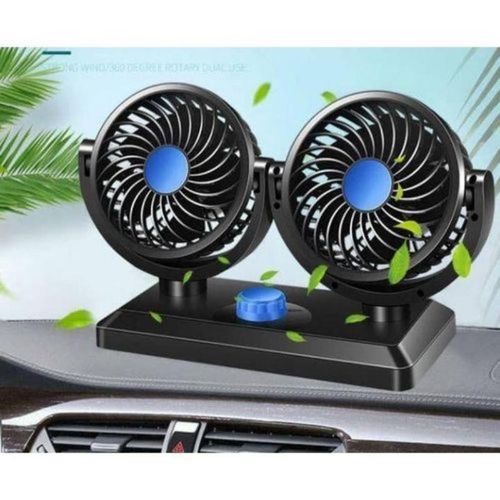 12V Dual Head Rotary Car Cooling Fan - Powerful Wind Dashboard Cooler