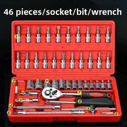 46pcs Socket Wrench Tool Kit Ratchet Repair Set