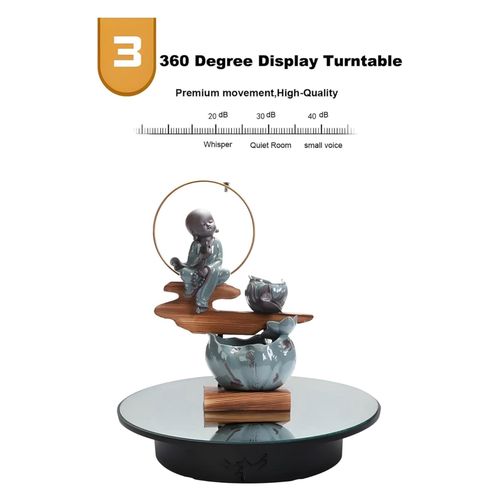 Electric Turntable Display Mirror Surface - 360° Rotatable Display Stand, Automatic Rotating Platform, for Jewellery Product Display, Shop Display Stand, Photography, Etc ( Black )