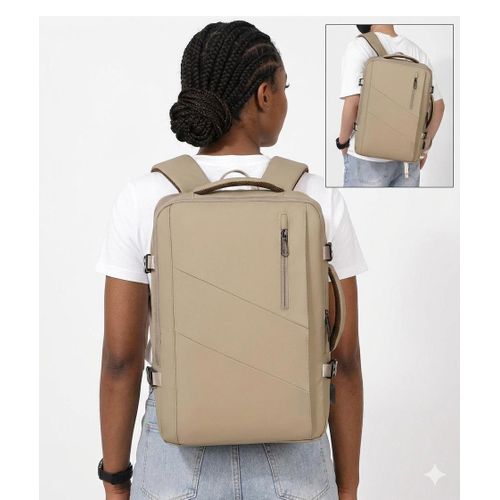 MAX STORAGE Cream Strong Long Lasting Laptop Bag Travel Backpack, Business School Backpack Bags For Men, PU Large Capacity, Casual Waterproof Work Bag, Travel Bags Business Trip, Laptop Backpack Functional Bagback for Leisure Business SchoolTravel