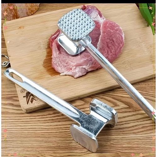 1pc Square-head Meat Hammer Made of Aluminum Alloy. Weight Approximately 95 Grams. Steak Meat Hammer. Household Meat Tenderizer. Beef Hammer. Double-sided Meat Tenderizer Is a Kitchen Gadget