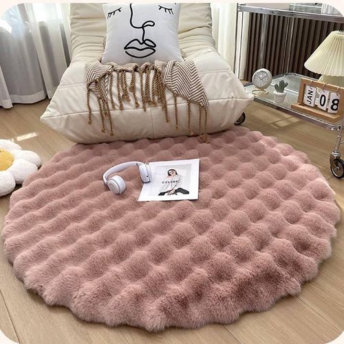 80CM ROOM DECOR PLUSH FLUFFY ROUND RABBIT FUR RUG
