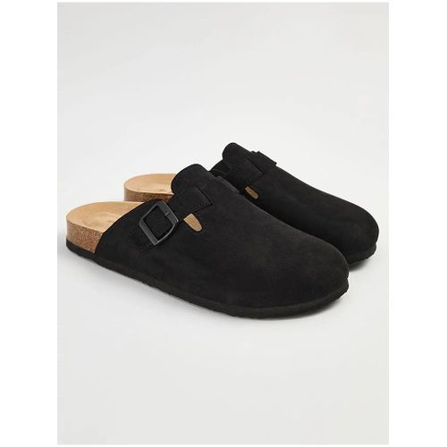 Premium Suede Leather Boston Mules - Unisex Luxury Comfort cork slip-on Clogs - Midnight Black