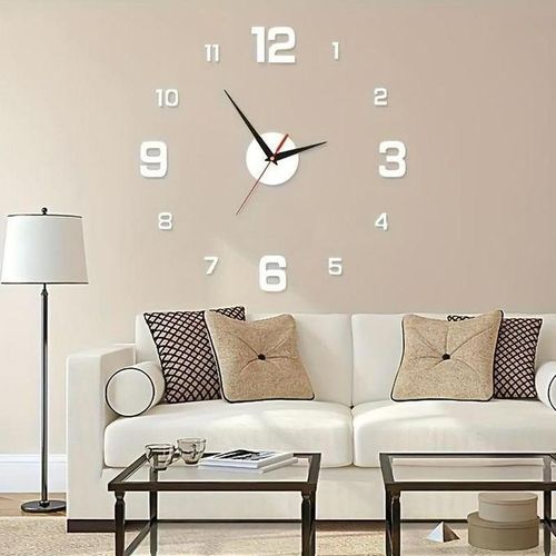 DIY Wall Clock With irregular Number Stickers - Silver - 40cm