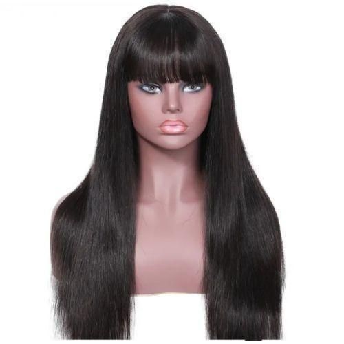 Women Lady High Quality Real Hair. Straight Fringe Bang Wig.