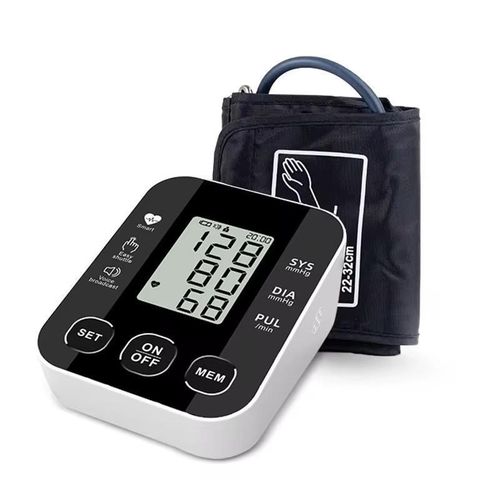 Voice-Enabled Upper Arm Digital Blood Pressure Monitor - Automatic BP Machine with LCD Display & Heart Rate Pulse Meter