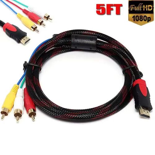 1.5m Video Audio AV Cable HDMI-compatible Male To 3 RCA Adapter Stereo Converter Component For TV HDTV DV DVD PC