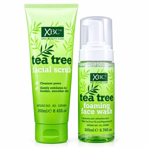 Tea Tree Facial Scrub 250ml And Foaming Face Wash 200ml Skincare Duo Set