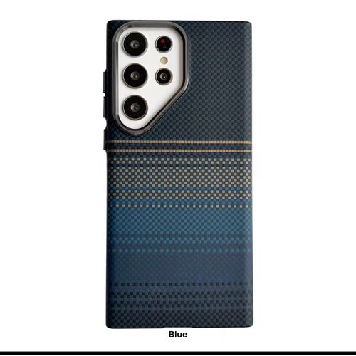 Premium luxury leather fiber case with Masafe charging case for Samsung Galaxy S24 ultra