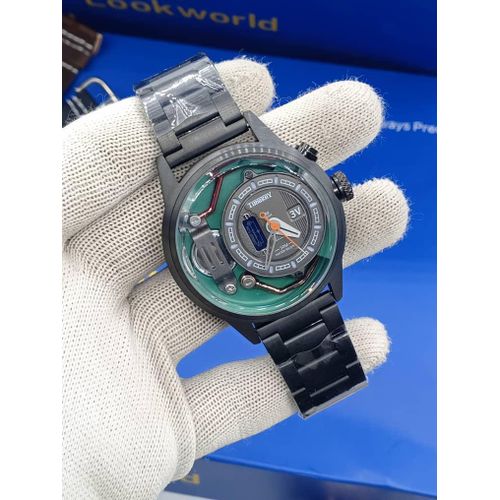 Super Quality Sophisticated Chronograph Black Chain Steel Wristwatch