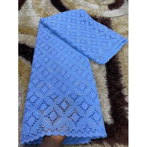 LOVELY SWISS VOILE COTTON DRY LACE FABRIC - SKY BLUE (5YARDS, NO GELE SCARF)