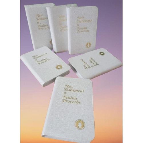 Pocket New Testament With Psalms & Proverbs ( White Hardcover)- PACK OF 6
