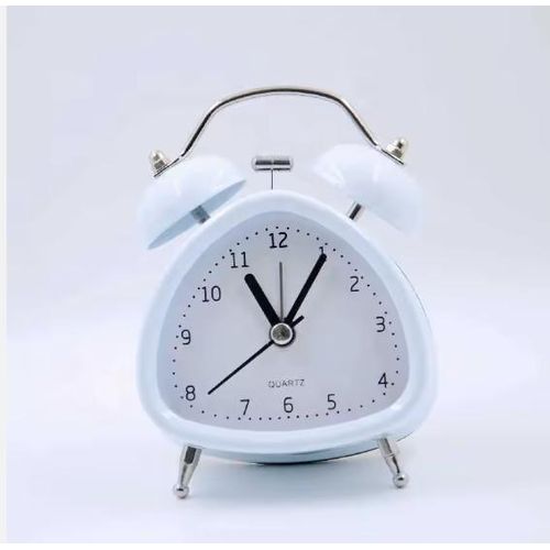 Dual Bell Classic Nordic Kids Desk Alarm Clock with Radio Metal Material Needle Display-Student Bedside Table Clock, Analog Desktop Twin Alarm Clock Mechanical Desk Clocks with Night Light Retro Vintage Alarm Clocks