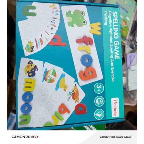 Spelling Game Toy Matching Letter Games Flash Cards Montessori Wooden Educational Toys Gifts For Preschool Kindergarten Kids Boys Girls 3 4 5 Years Old