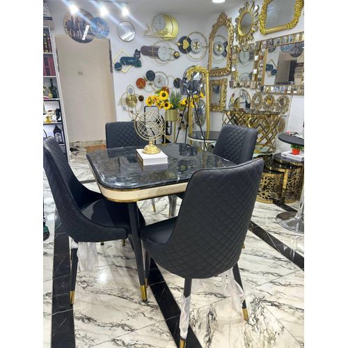 Luxe Marble-Top 4-Seater Dining Set