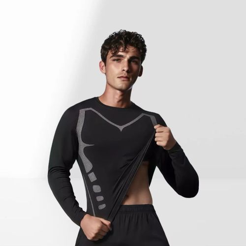 Quick-Drying Tights Men's Running Sports Suit Long-Sleeved Fitness Basketball High-Elastic Training Clothes Leggings Autumn Sweat-Absorbent