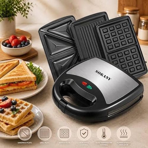 3-in-1 Waffle Maker, Grill, Toaster, Sandwich Maker